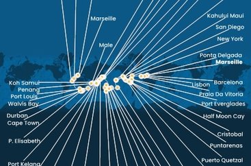 Francie, Španělsko, Portugalsko, USA, Bahamy, Panama, Kostarika, Guatemala, Mexiko, Francouzská Polynésie, Fidži, Nová Kaledonie, Austrálie, Papua Nová Guinea, Japonsko, Jižní Korea, Tchaj-wan, Čína, Vietnam, Thajsko, Singapur, Malajsie, Srí Lanka, Maledivy, Mauricius, Jihoafrická republika, Namibie, Kapverdy z Marseille na lodi Costa Deliziosa