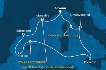 Itálie, Francie, Španělsko ze Savony na lodi Costa Toscana