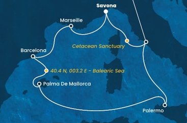 Itálie, Francie, Španělsko ze Savony na lodi Costa Toscana