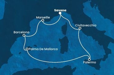 Itálie, Francie, Španělsko ze Savony na lodi Costa Smeralda