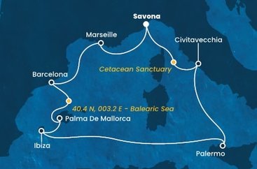 Itálie, Francie, Španělsko ze Savony na lodi Costa Toscana