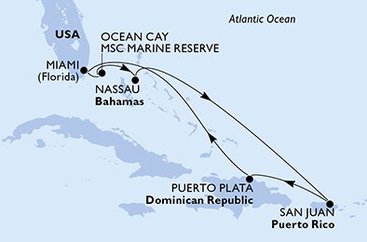 USA, Bahamy, Dominikánská republika z Miami na lodi MSC Seaside