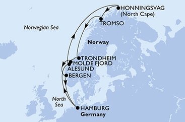 Německo, Norsko z Hamburku na lodi MSC Preziosa