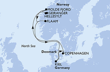Německo, Dánsko, Norsko z Kielu na lodi MSC Euribia