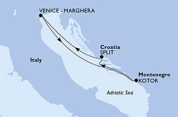 Itálie, Černá Hora, Chorvatsko z Benátek na lodi MSC Armonia