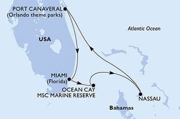 USA, Bahamy z Port Canaveralu na lodi MSC Seashore