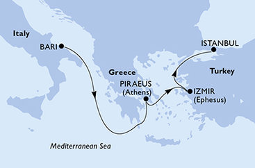 Itálie, Řecko, Turecko z Bari na lodi MSC Sinfonia