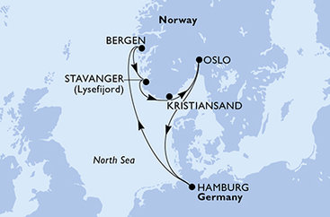Německo, Norsko z Hamburku na lodi MSC Preziosa