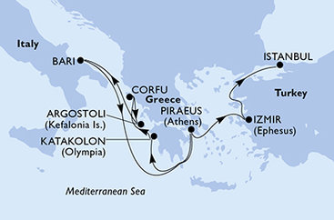 Řecko, Itálie, Turecko z Pirea na lodi MSC Sinfonia