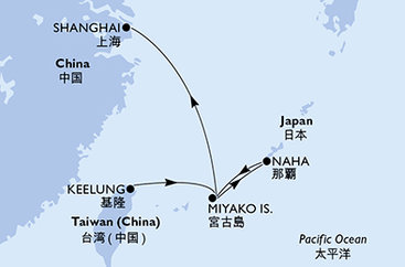 Tchaj-wan, Japonsko, Čína z Keelungu (Taipeje) na lodi MSC Bellissima