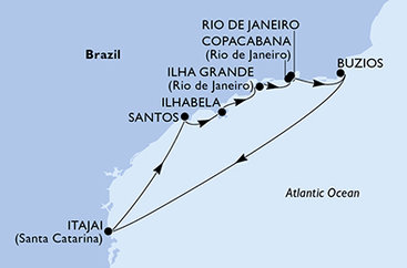 Brazílie ze Santosu na lodi MSC Lirica