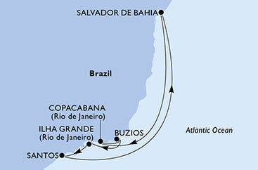 Brazílie ze Santosu na lodi MSC Seaview