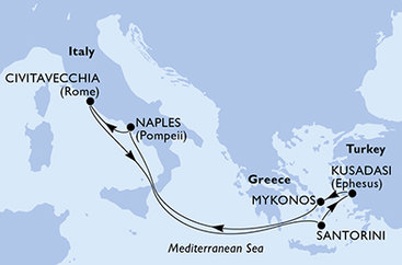 Itálie, Řecko, Turecko z Civitavecchia na lodi MSC Divina